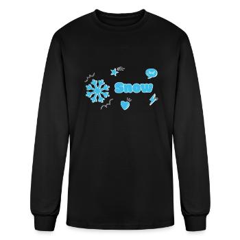 Snow. Snowflake - Men's Long Sleeve T-Shirt - black - Front