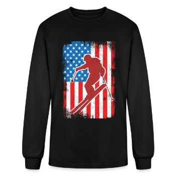 USA Patriotic Skier - Men's Long Sleeve T-Shirt - black - Front