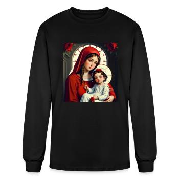 Mother Mary and Baby Jesus with Roses - Men's Long Sleeve T-Shirt - black - Front