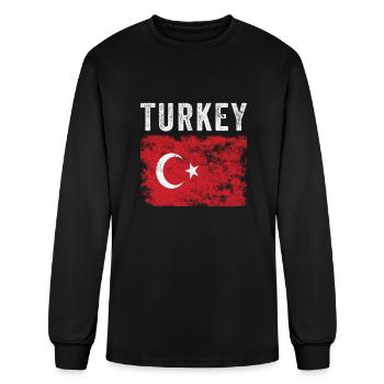 Drapeau turc en détresse - Drapeau turc - T-shirt à manches longues Homme - noir - Devant