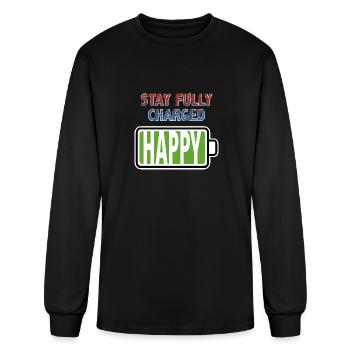 Stay Fully Charged - Happy - Men's Long Sleeve T-Shirt - black - Front