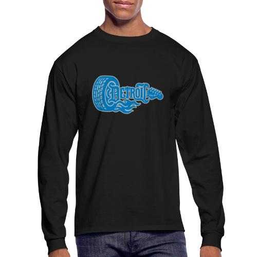 The D® - Detroit Wheel Guitar with Flames Bl Slvr - Men's Long Sleeve T-Shirt