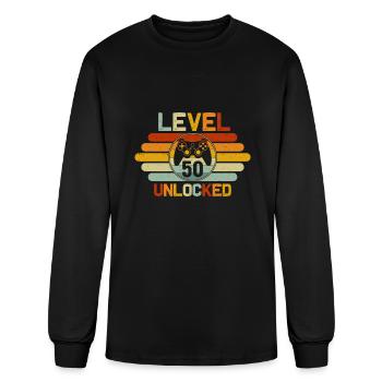 Niveau 50 Unlocked Gamer 50 Ans 50th Anniversaire - T-shirt à manches longues Homme - noir - Devant