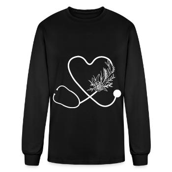 Nurse Stethoscope Flower Hospital - Men's Long Sleeve T-Shirt - black - Front