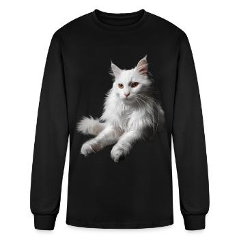 Chat angora turc - T-shirt à manches longues Homme - noir - Devant