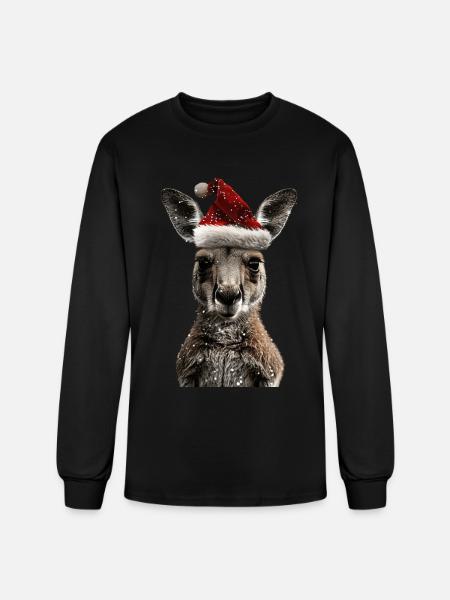 Kangaroo Christmas Hat - Men's Long Sleeve T-Shirt - black