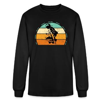 Vintage Longboard Longboarder Gift Retro Sun - Men's Long Sleeve T-Shirt - black - Front