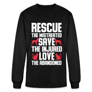 Dog and Cat Love Animal Rescue Awareness - Men's Long Sleeve T-Shirt - black - Front