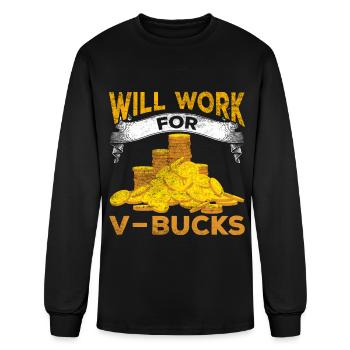 Funny V-Bucks Online Gaming Humor Gamer - Men's Long Sleeve T-Shirt - black - Front