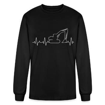 Excavator Heartbeat Construction Site Excavator - Men's Long Sleeve T-Shirt - black - Front