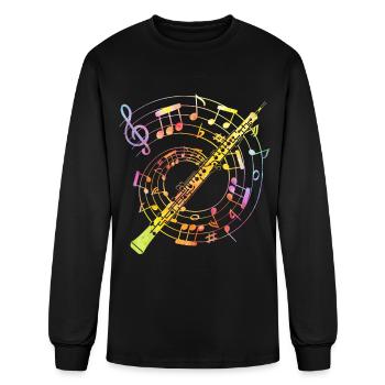 Music Notes Music Teacher Oboe Player - Men's Long Sleeve T-Shirt - black - Front