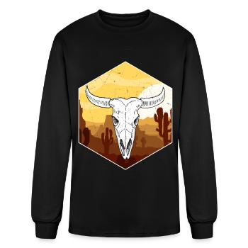 Desert Longhorn Western Texas Cowboy Cactus - Men's Long Sleeve T-Shirt - black - Front