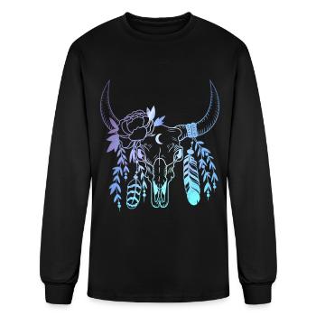 Longhorn Flowers Western Girls Women - Men's Long Sleeve T-Shirt - black - Front