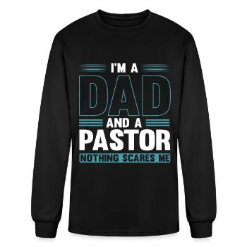 Pastor Dad Funny Religious Father Pastor - Men's Long Sleeve T-Shirt - black - Front