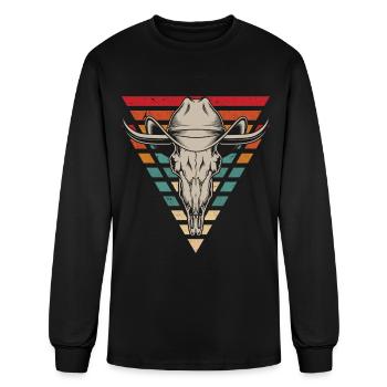 Longhorn Western Cowboy Boys Men Retro - Men's Long Sleeve T-Shirt - black - Front