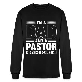 Pastor Dad Religious Father Pastor - Men's Long Sleeve T-Shirt - black - Front