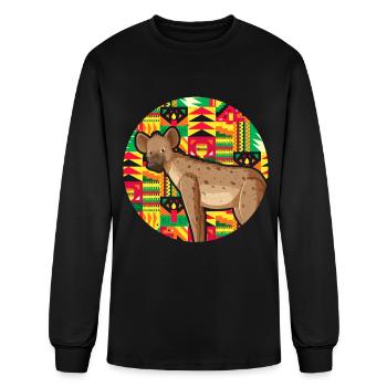 African Wild Dog Kente - Men's Long Sleeve T-Shirt - black - Front