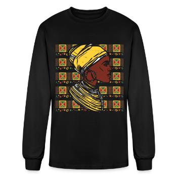 Kente Head Wrap African Woman - Men's Long Sleeve T-Shirt - black - Front