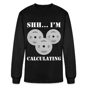 Bench Weightlifter Squat Barbell Humor - Men's Long Sleeve T-Shirt - black - Front
