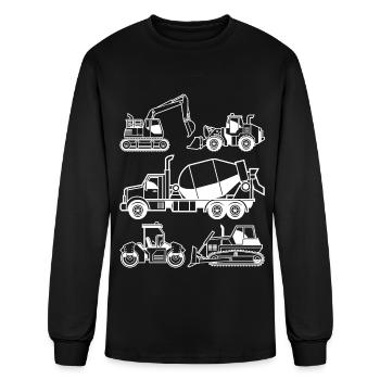 Kids Construction Site Boys Vehicles - Men's Long Sleeve T-Shirt - black - Front
