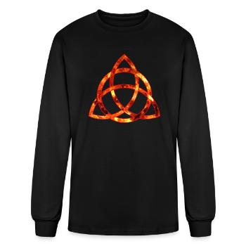 Triquetra Celtic Symbol Fire - Men's Long Sleeve T-Shirt - black - Front