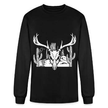 Longhorn Western Texas Cowboy Cactus Desert - Men's Long Sleeve T-Shirt - black - Front