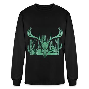 Longhorn Western Texas Cowboy Cactus - Men's Long Sleeve T-Shirt - black - Front