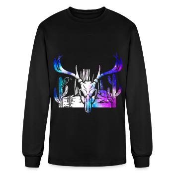 Longhorn Western Texas Cactus Cowboy - Men's Long Sleeve T-Shirt - black - Front