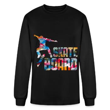 Skateboard Stunt Jump Boys Skateboarding - Men's Long Sleeve T-Shirt - black - Front