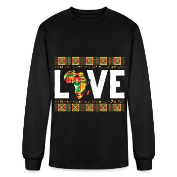Love Africa Map Black Afro Pride Kente - Men's Long Sleeve T-Shirt - black - Front