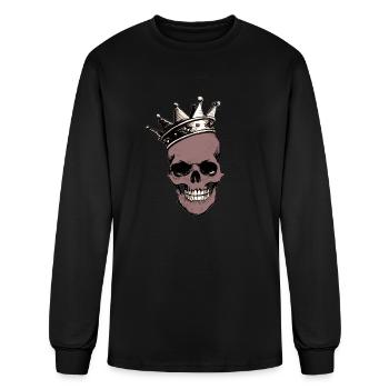 Crâne avec une couronne, Tête de mort avec une couronne - T-shirt à manches longues Homme - noir - Devant