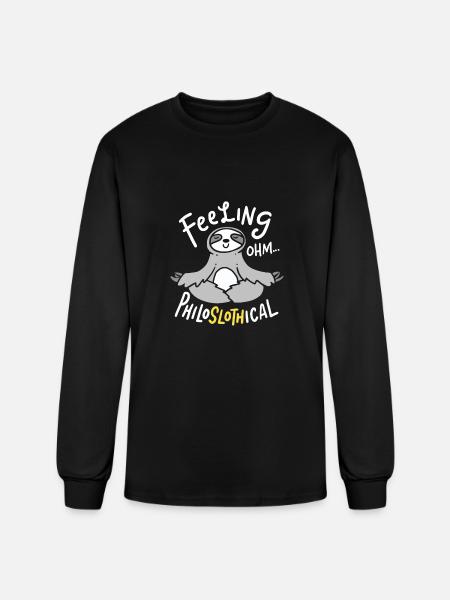Funny Yoga T-Shirt: Philoslothical Sloth - Men's Long Sleeve T-Shirt - black