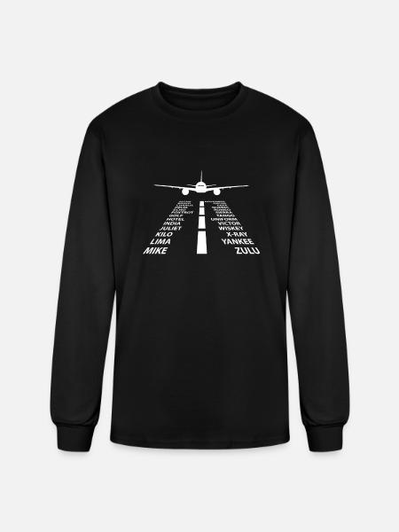 Phonetic Alphabet Pilot Airplane - Men's Long Sleeve T-Shirt - black
