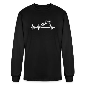Kite Heartbeat Kiteboarding Heart Rate Kitesurfing - Men's Long Sleeve T-Shirt - black - Front