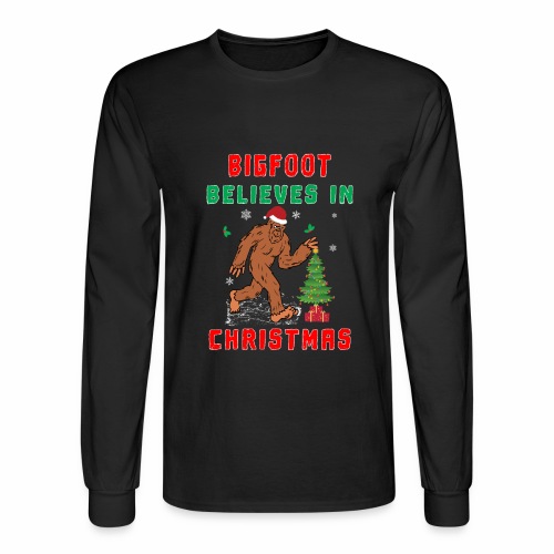 Bigfoot Believes in Christmas funny Squatchy Beast - Men's Long Sleeve T-Shirt