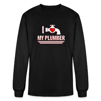 I Love My Plumber Valentine's Day Plumber's Wife - Men's Long Sleeve T-Shirt - black - Front