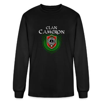 Cameron Surname Scottish Clan Tartan Crest Badge - Men's Long Sleeve T-Shirt - black - Front