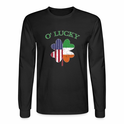 Lucky Irish American Flag Shamrock Clover Ireland. - Men's Long Sleeve T-Shirt