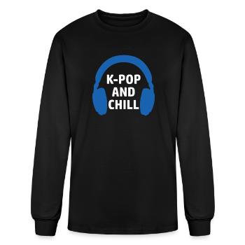 K-pop and Chill Saranghae Korean pop music - Men's Long Sleeve T-Shirt - black - Front
