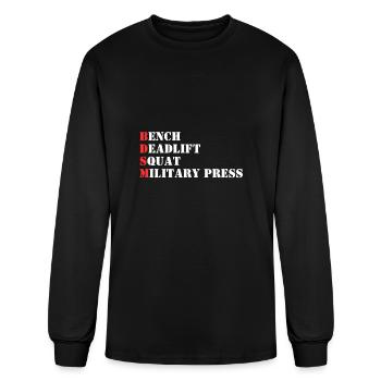 Bench Deadlift Squat Military Press - Men's Long Sleeve T-Shirt - black - Front