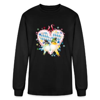 Bavarian gingerbread heart with two birds - Men's Long Sleeve T-Shirt - black - Front