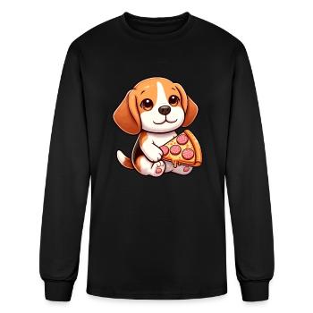 Beagle Dog Salami Pizza Delight - Men's Long Sleeve T-Shirt - black - Front