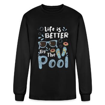 Swimming Swimmer Front Crawl Swimming Sport - Men's Long Sleeve T-Shirt - black - Front