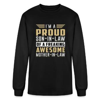 Proud Son In Law Funny Saying - Men's Long Sleeve T-Shirt - black - Front