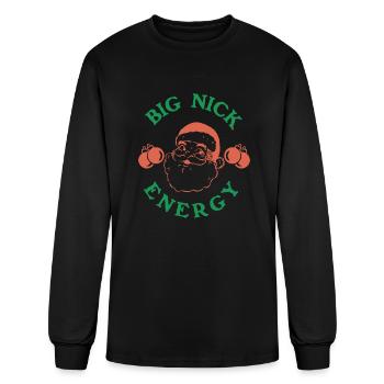 Big Nick Energy Retro Groovy Funny Jolly Santaa - Men's Long Sleeve T-Shirt - black - Front