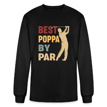 Best Poppa By Par Funny Golf Vintage - Men's Long Sleeve T-Shirt - black - Front