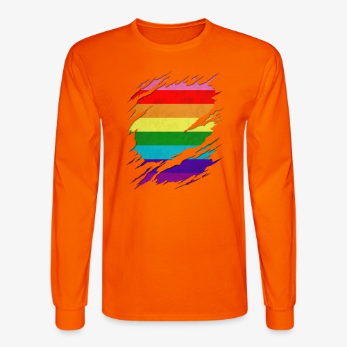 Original Gilbert Baker LGBT Gay Pride Flag Ripped - Men's Long Sleeve T-Shirt