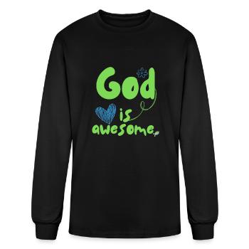 Godly Girl Gear's God Is Awesome - Men's Long Sleeve T-Shirt - black - Front