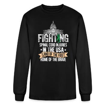 Fighting USA- Spinal Cord Injuries Awareness Shirt - Men's Long Sleeve T-Shirt - black - Front