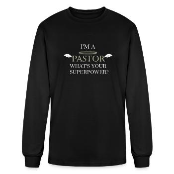 Pastor - I'm a pastor what's your superpower - Men's Long Sleeve T-Shirt - black - Front